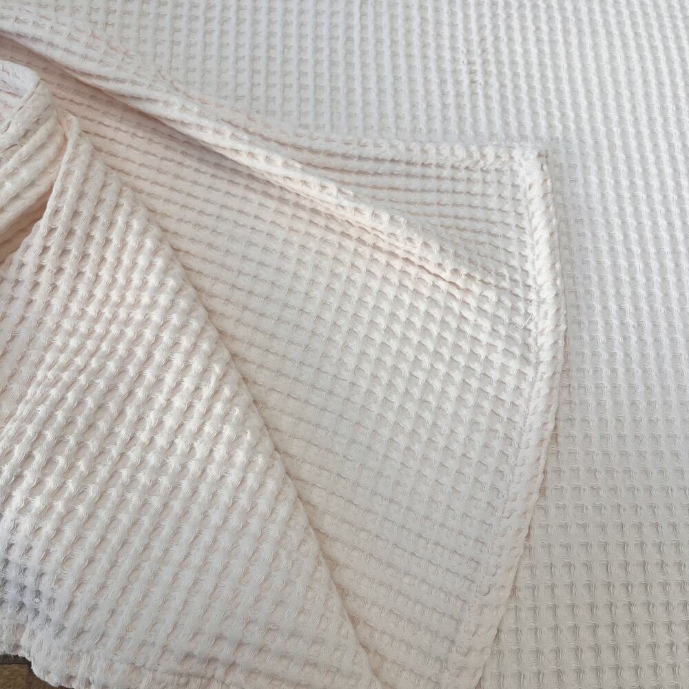 Threshold Coverlet Blanket King 96 x 103" Soft Pink Waffle Weave 100% Cotton